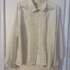 Witt Shirt Collection Women’s Size 14 Crisp White Dress Shirt with Lace Collar